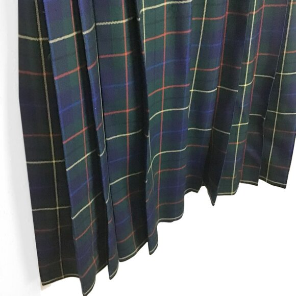 Pendleton Vintage 90s Forest Green & Blue Plaid Wool Skirt - Picture 3 of 9